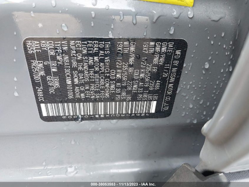 2021 NISSAN ROGUE PLATINUM FWD - JN8AT3DCXMW101006