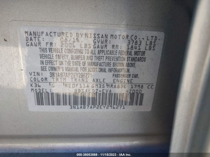 2014 NISSAN SENTRA SV - 3N1AB7AP2EY296271