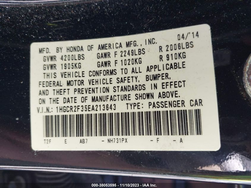 2014 HONDA ACCORD LX - 1HGCR2F35EA213643