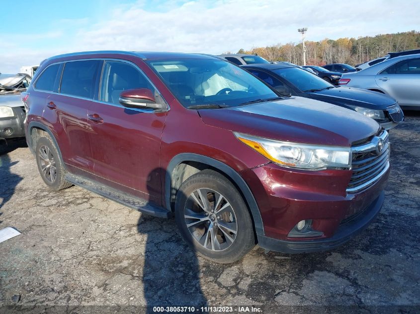 2016 TOYOTA HIGHLANDER XLE - 5TDKKRFH2GS168220