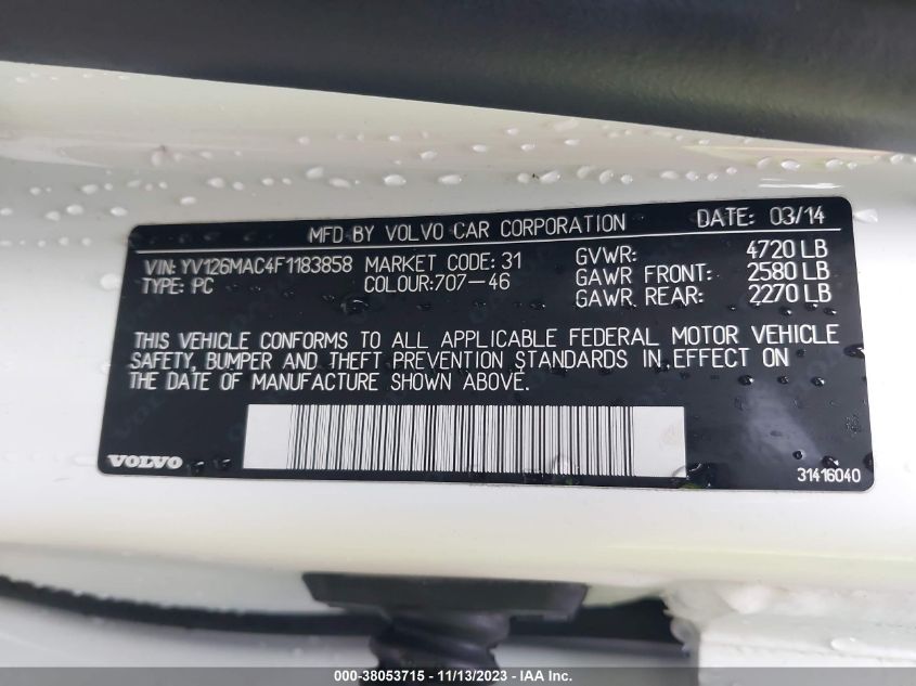2015 VOLVO S80 T5 PREMIER PLUS YV126MAC4F1183858