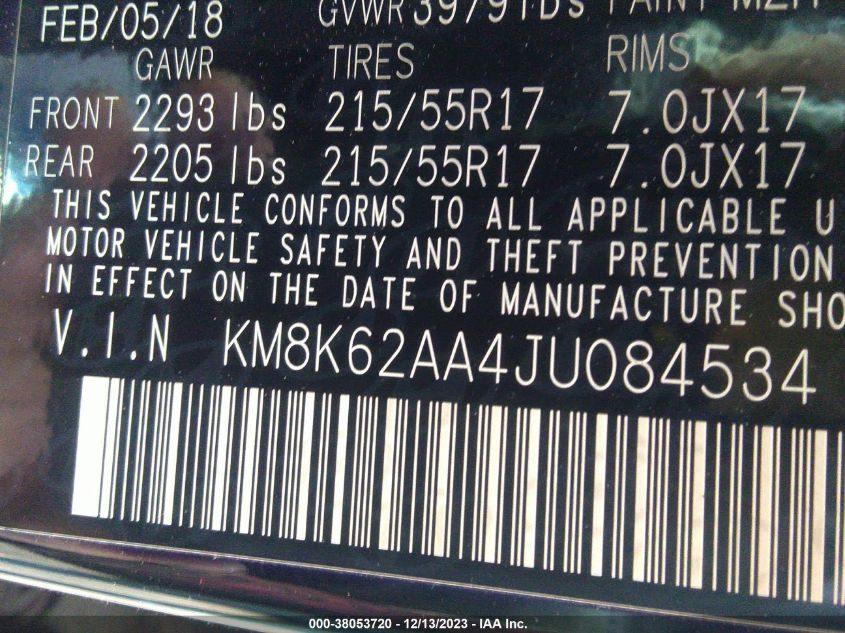 2018 HYUNDAI KONA SEL - KM8K62AA4JU084534