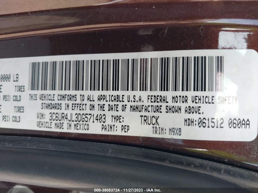 2013 RAM 2500 SLT - 3C6UR4JL3DG571403