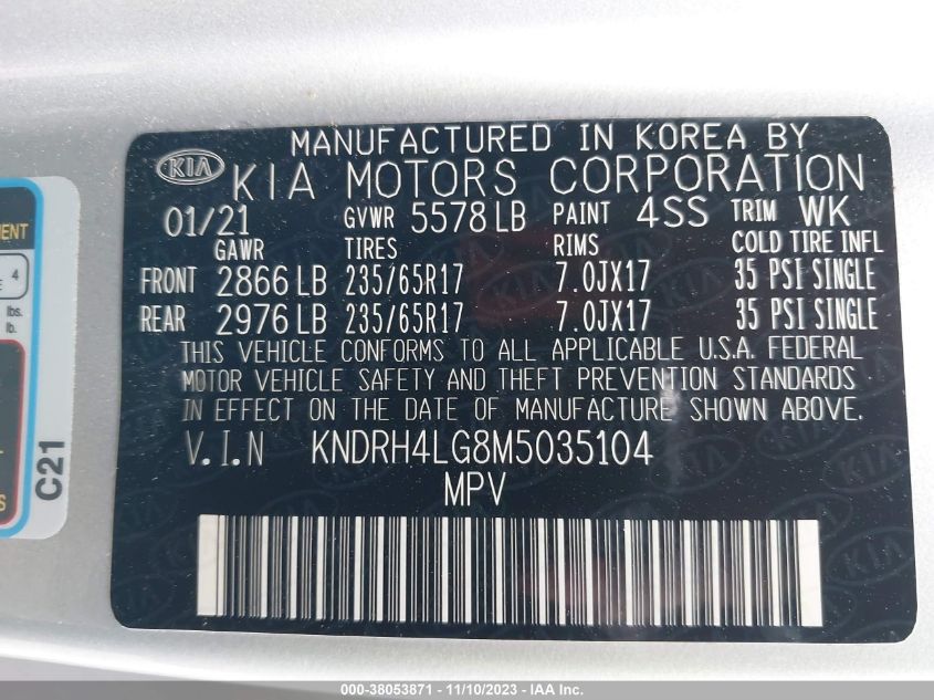 2021 KIA SORENTO HYBRID EX - KNDRH4LG8M5035104