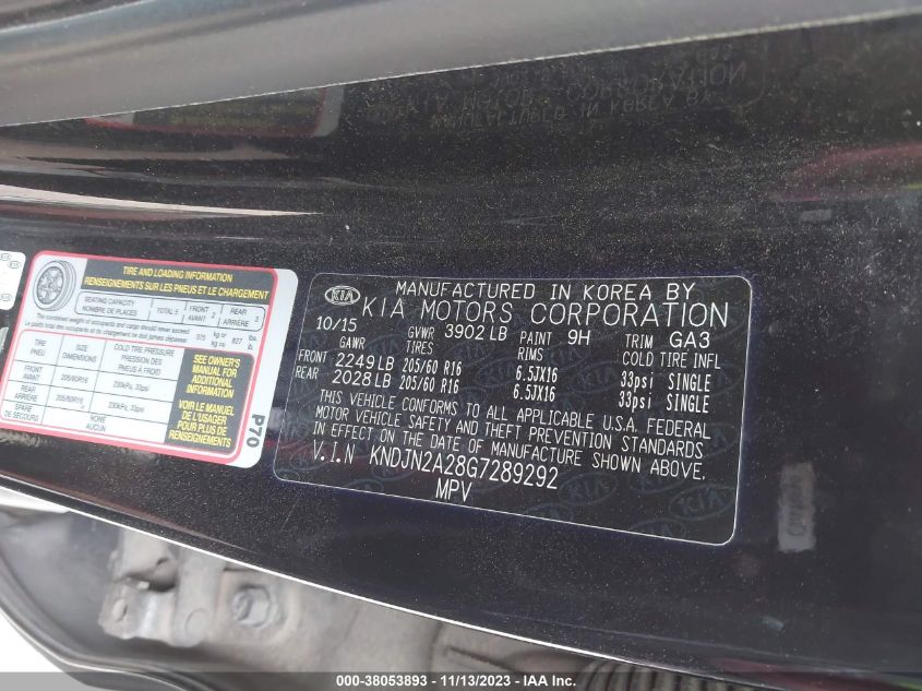 2016 KIA SOUL - KNDJN2A28G7289292
