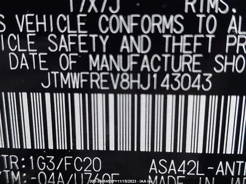 2017 TOYOTA RAV4 XLE - JTMWFREV8HJ143043