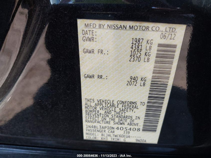 2013 NISSAN ALTIMA 3.5S/3.5SV/3.5SL - 1N4BL3AP1DN405408