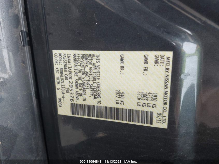2013 NISSAN ALTIMA 2.5 SV - 1N4AL3AP0DC295376