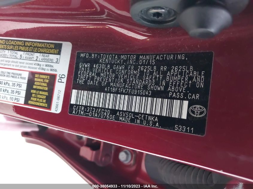 2015 TOYOTA CAMRY LE - 4T1BF1FK7FU915043