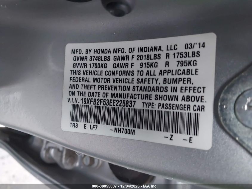 2014 HONDA CIVIC LX - 19XFB2F53EE225837