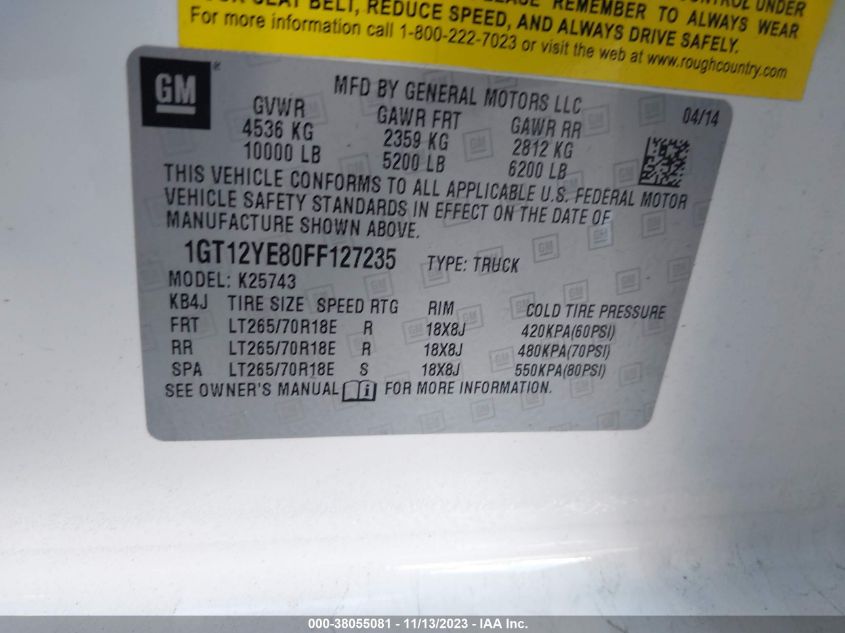 2015 GMC SIERRA 2500HD SLE - 1GT12YE80FF127235