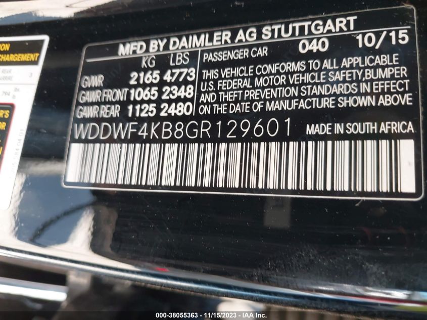 2016 MERCEDES-BENZ C 300 SPORT 4MATIC/LUXURY 4MATIC/4MATIC - WDDWF4KB8GR129601