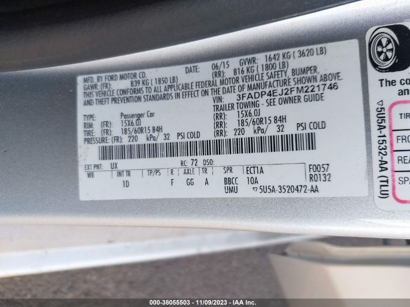 2015 FORD FIESTA SE - 3FADP4EJ2FM221746