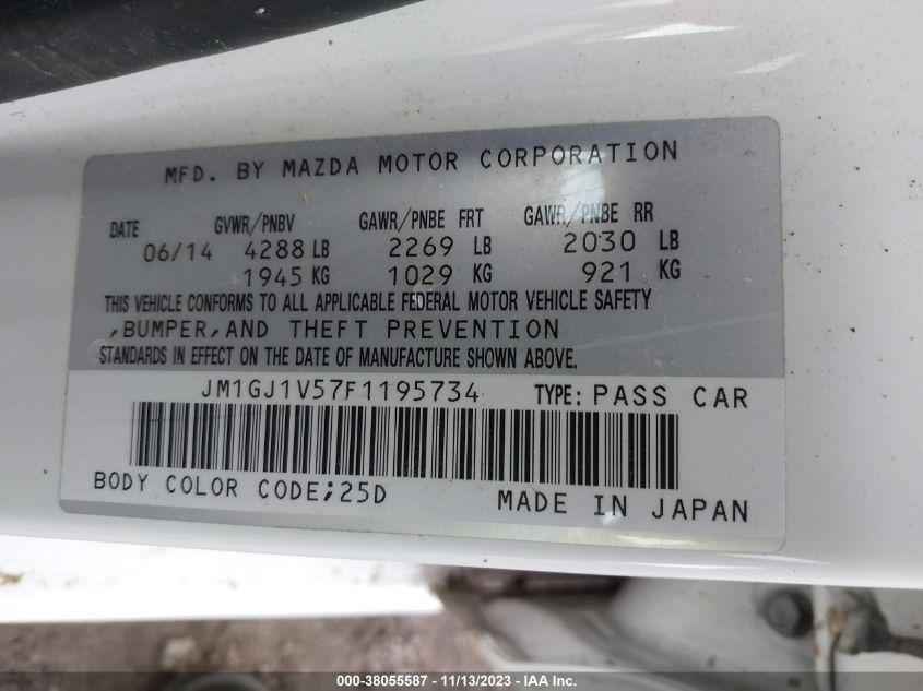 2015 MAZDA MAZDA6 I TOURING - JM1GJ1V57F1195734