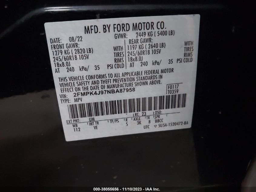 2022 FORD EDGE SEL/ST-LINE - 2FMPK4J97NBA87958