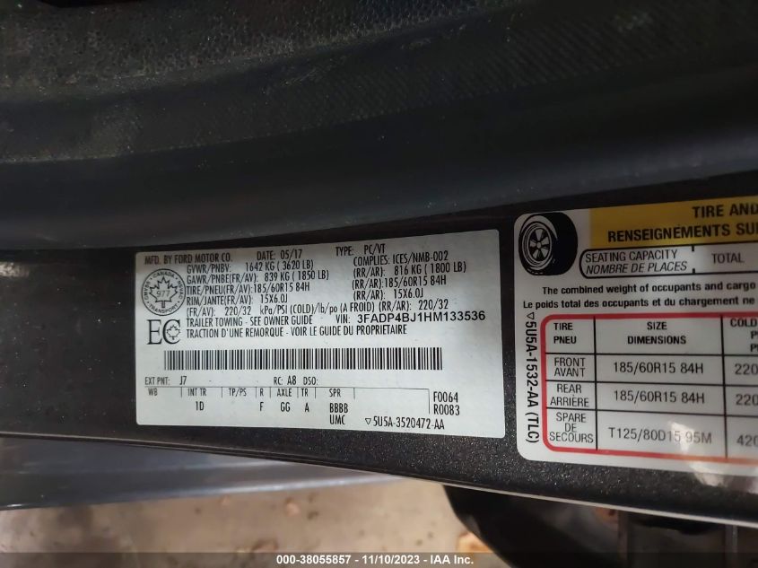 2017 FORD FIESTA SE - 3FADP4BJ1HM133536