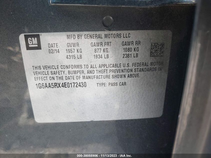 2014 CADILLAC ATS STANDARD - 1G6AA5RX4E0172430