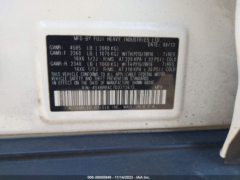 2013 SUBARU OUTBACK 2.5I - 4S4BRBAC7D3313615