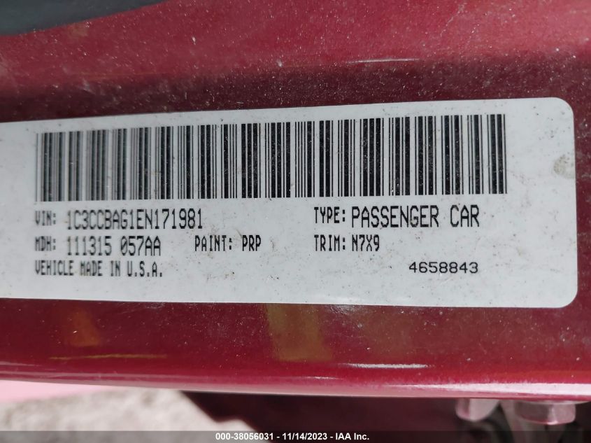 2014 CHRYSLER 200 LX - 1C3CCBAG1EN171981