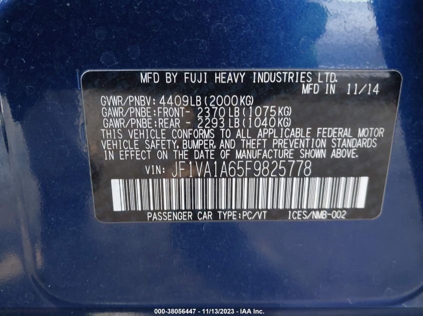 2015 SUBARU WRX - JF1VA1A65F9825778