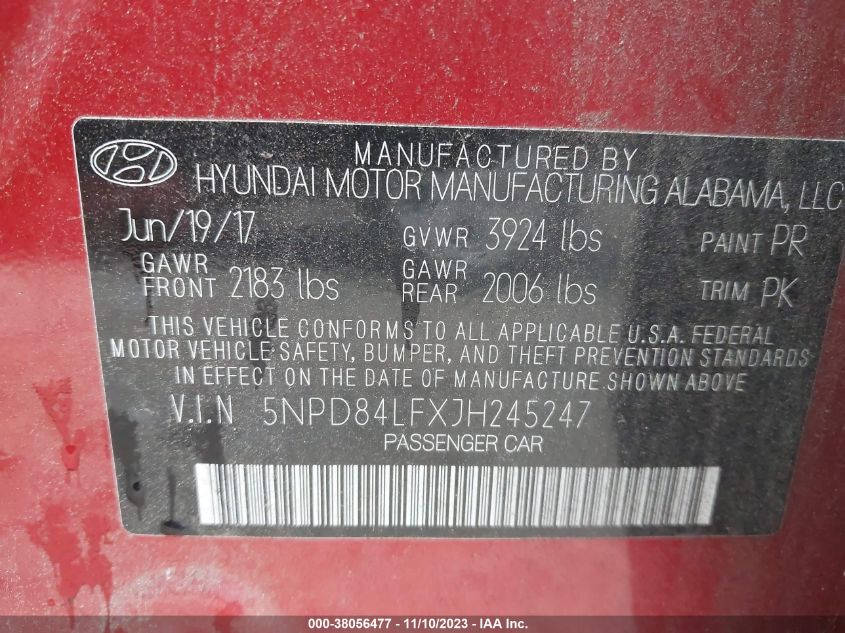 2018 HYUNDAI ELANTRA SEL/VALUE/LIMITED - 5NPD84LFXJH245247