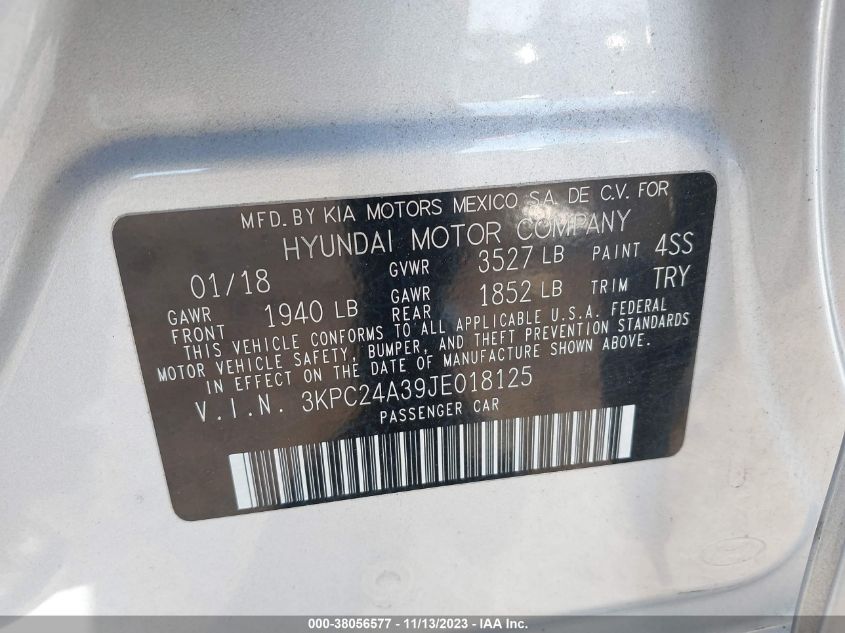 2018 HYUNDAI ACCENT SE/SEL - 3KPC24A39JE018125