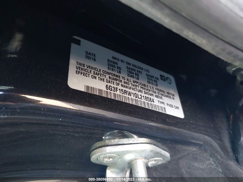 2016 CHEVROLET SS 6G3F15RW1GL218584