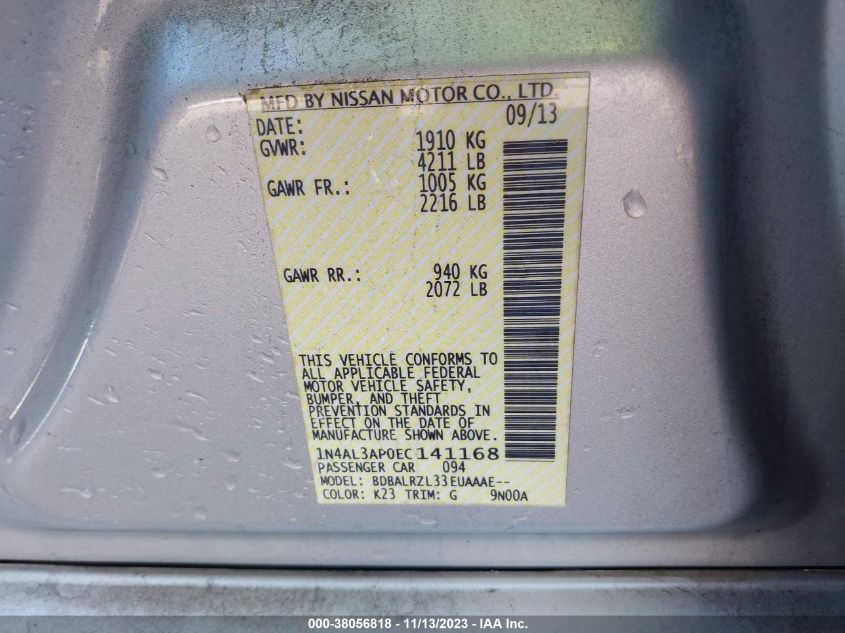 2014 NISSAN ALTIMA 2.5 S - 1N4AL3AP0EC141168