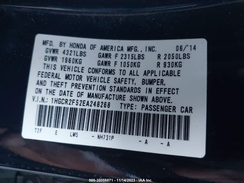 2014 HONDA ACCORD SPORT - 1HGCR2F52EA248268
