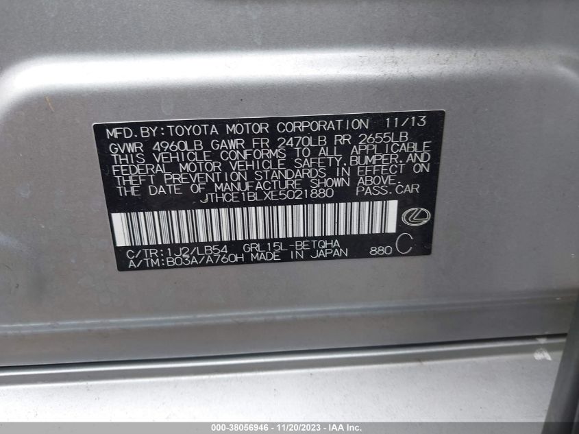 2014 LEXUS GS 350 - JTHCE1BLXE5021880