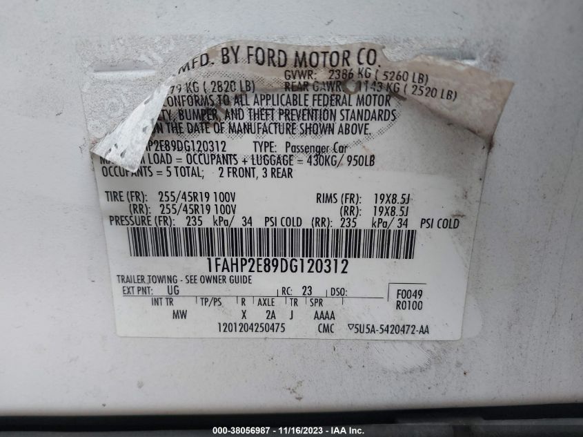 2013 FORD TAURUS - 1FAHP2E89DG120312