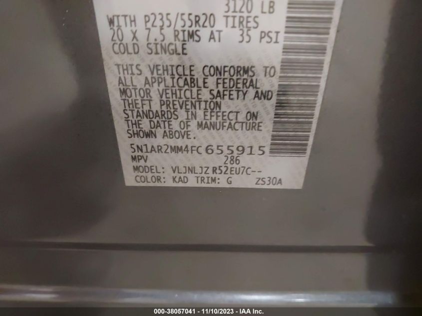 2015 NISSAN PATHFINDER PLATINUM - 5N1AR2MM4FC655915