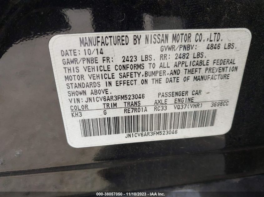 2015 INFINITI Q40 JN1CV6AR3FM523046