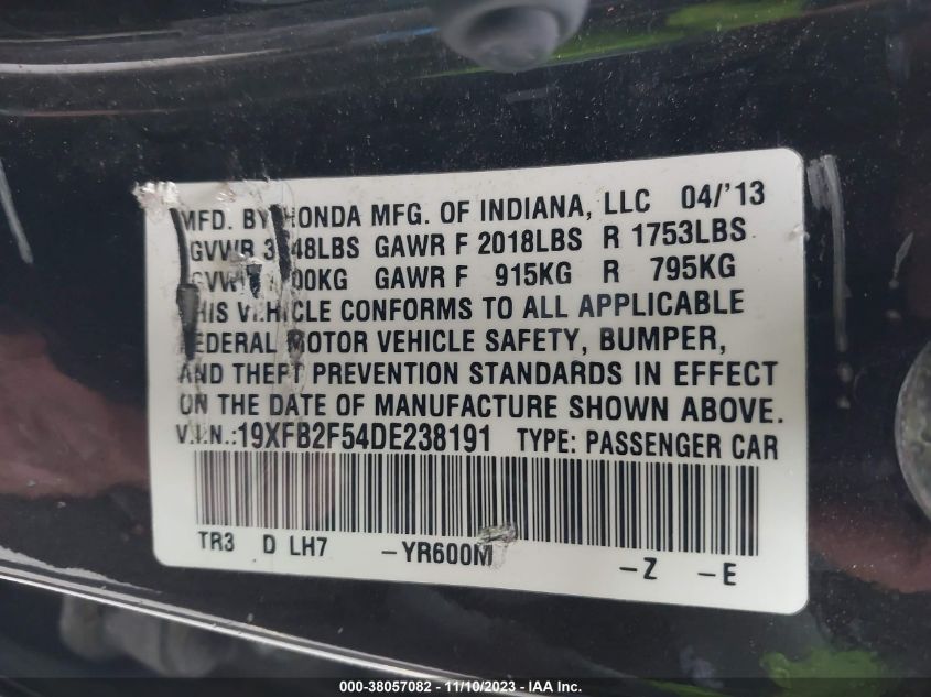 2013 HONDA CIVIC LX - 19XFB2F54DE238191