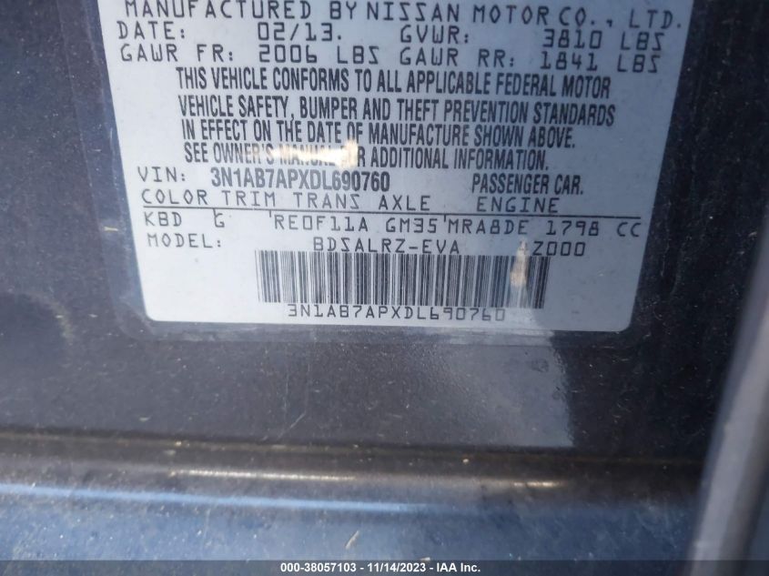2013 NISSAN SENTRA SR - 3N1AB7APXDL690760