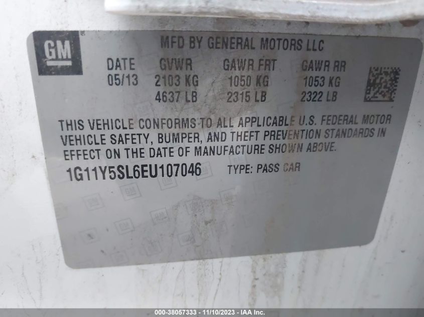 2014 CHEVROLET IMPALA 1LS - 1G11Y5SL6EU107046