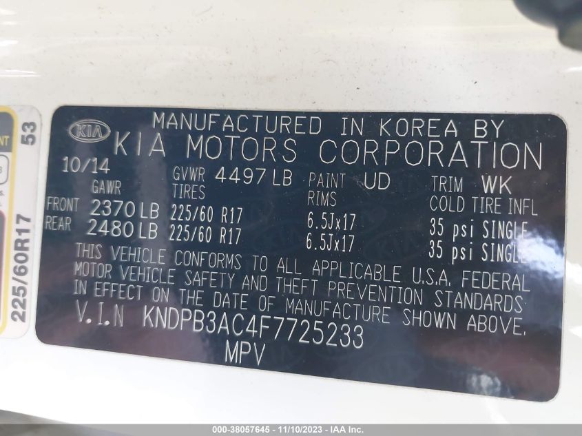2015 KIA SPORTAGE LX - KNDPB3AC4F7725233