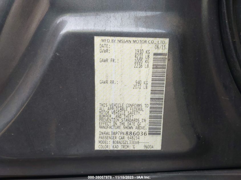 2015 NISSAN ALTIMA - 1N4AL3AP7FN886036