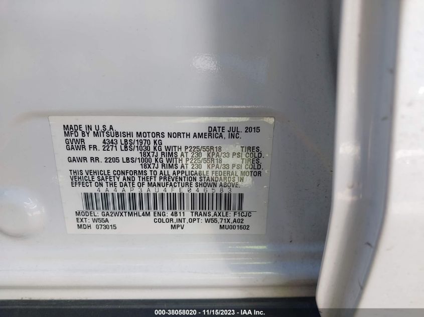 2015 MITSUBISHI OUTLANDER SPORT ES - 4A4AP3AU4FE046583