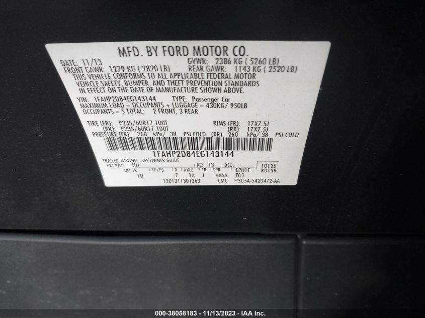 2014 FORD TAURUS SE - 1FAHP2D84EG143144