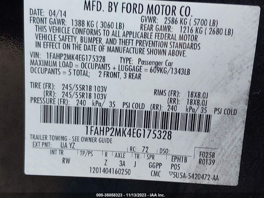 2014 FORD  POLICE INTERCEPTOR 1FAHP2MK4EG175328