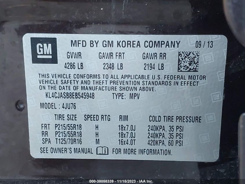 2014 BUICK ENCORE - KL4CJASB8EB545948