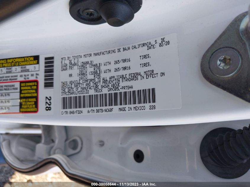 2020 TOYOTA TACOMA DOUBLE CAB/SR/SR5/TRD SPO - 3TMCZ5AN1LM332122
