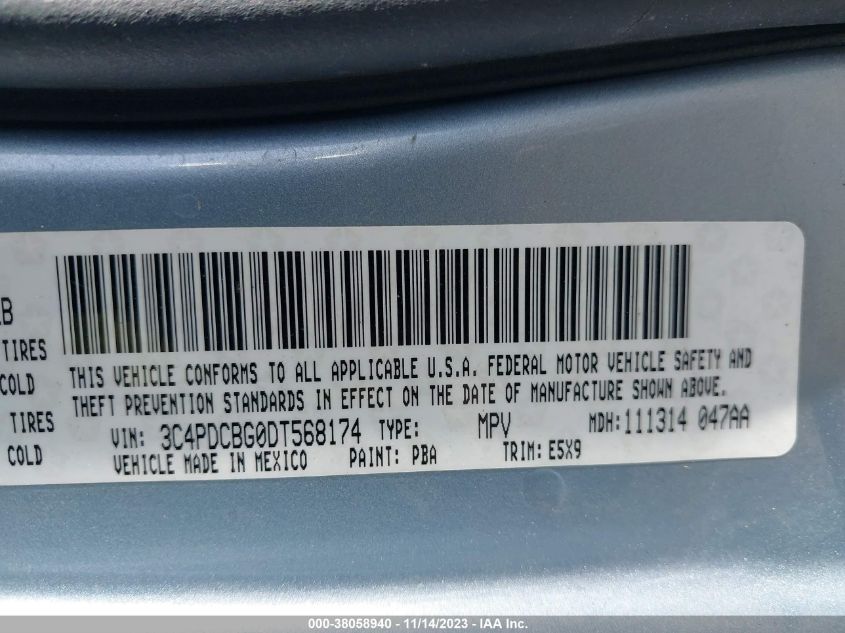 2013 DODGE JOURNEY SXT - 3C4PDCBG0DT568174