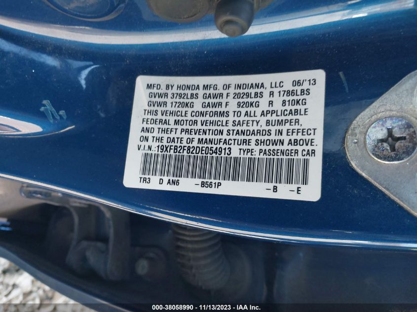 2013 HONDA CIVIC EX - 19XFB2F82DE054913