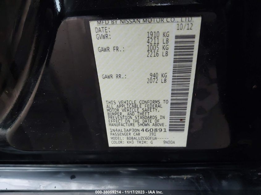 2013 NISSAN ALTIMA 2.5 SV - 1N4AL3AP3DN460891