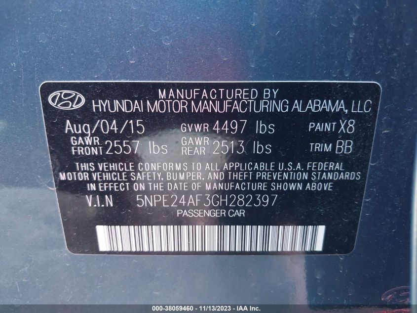 2016 HYUNDAI SONATA 2.4L SE - 5NPE24AF3GH282397