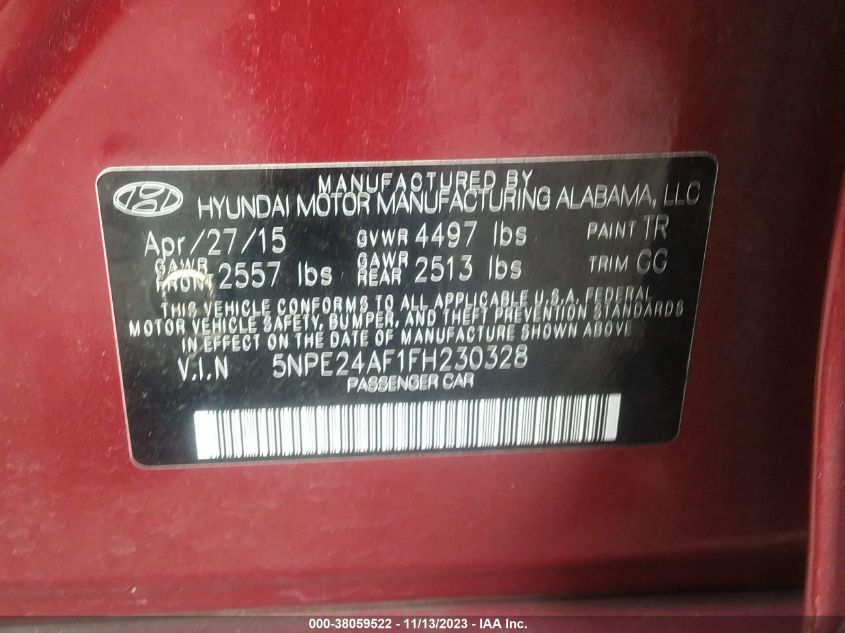 2015 HYUNDAI SONATA SE - 5NPE24AF1FH230328