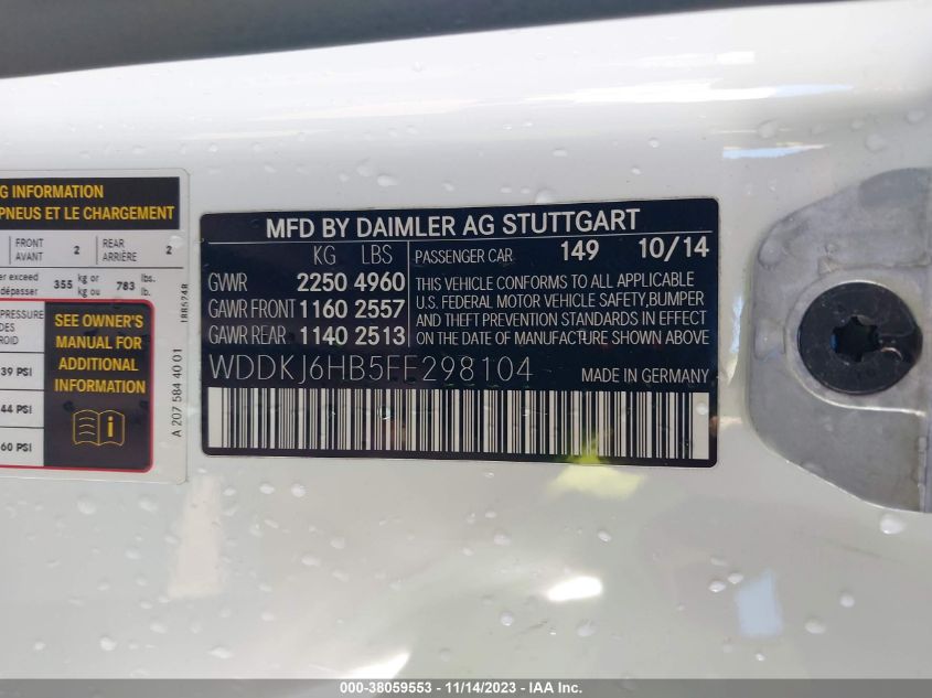2015 MERCEDES-BENZ E 400 4MATIC WDDKJ6HB5FF298104