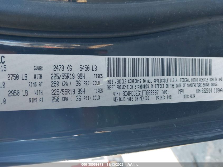 2015 DODGE JOURNEY R/T - 3C4PDCEG1FT669397